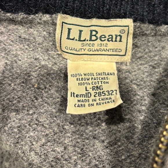 L.L. Bean Men's 100% Wool Gray Sweater, Size L - Picture 4 of 7